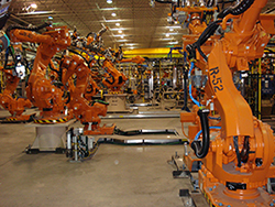 Robotics in a manufacturing facility