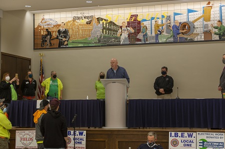 Frank Jacobs addresses the troops