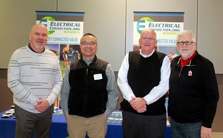 Left to right, Frank Jacobs, business manager, IBEW Local 1, George Fujii, BSI Constructors, Jim Curran, executive vice president, Electrical Connection, Joe Abernathy, vice president, facility planning and engineering, St. Louis Cardinals.
