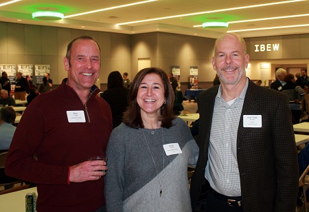 Left to right, Marc Lopata, president, Azimuth Energy, Emily Martin, president, Aschinger Electric, Paul Todd Merrill, director of sustainable construction, Clayco.
